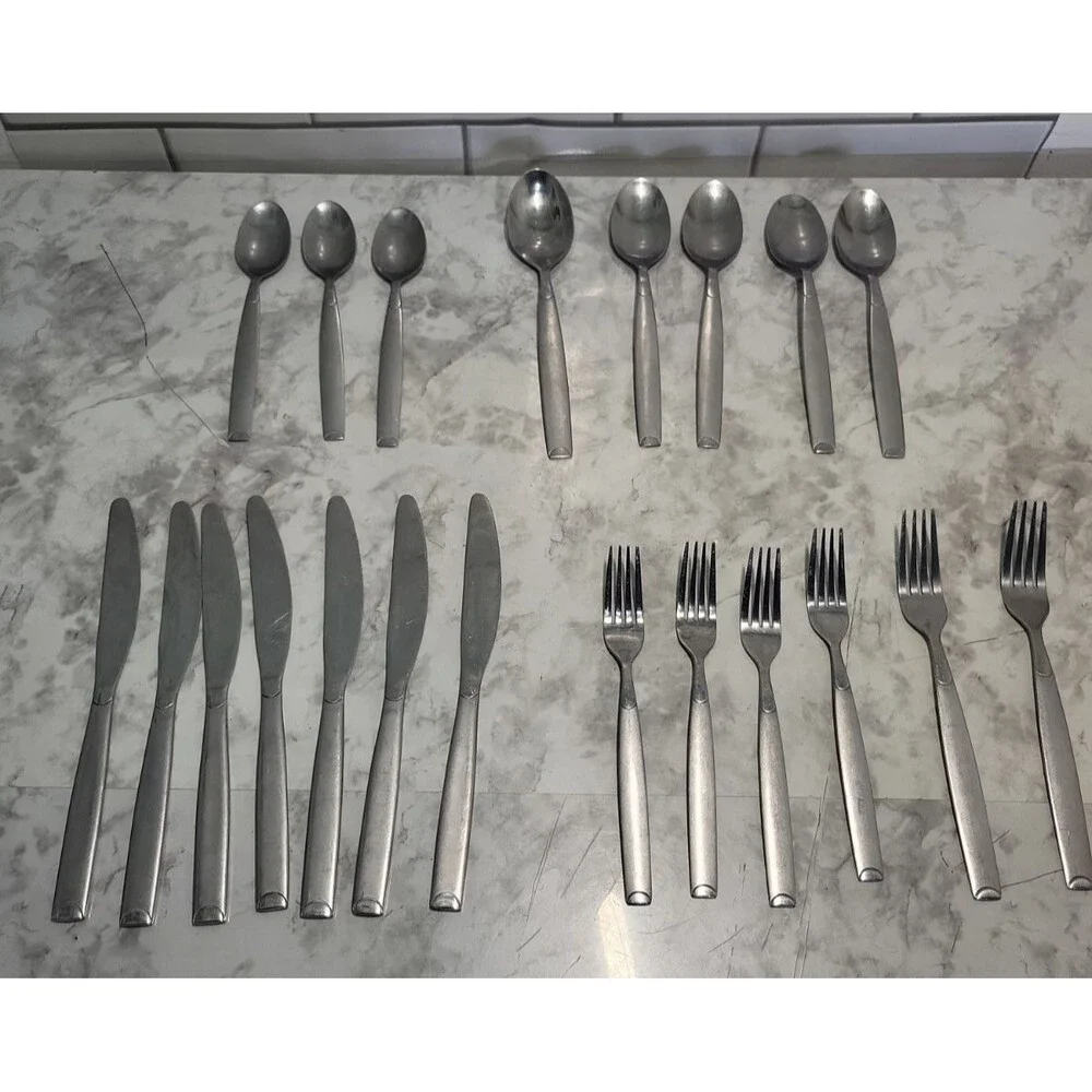 21 Pieces Cambridge Stainless Steel KIONA SAND Flatware Cutlery Dinner Utensils